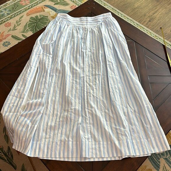 NEW ROSETTA GETTY Gathered Yoke Maxi Skirt - Baby Blue White - size Large - Picture 7 of 11